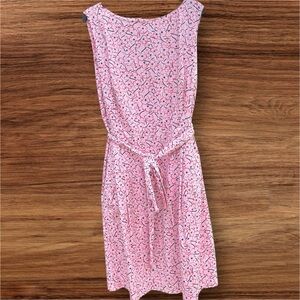 Anne Klein Pink Floral Sleeveless Dress with Tie Waist – Size 20W